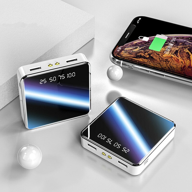 20000mAh Power Bank Protable caricabatterie da viaggio esterno Display digitale LCD illuminazione a LED Powerbank telefono batteria esterna: WHITE