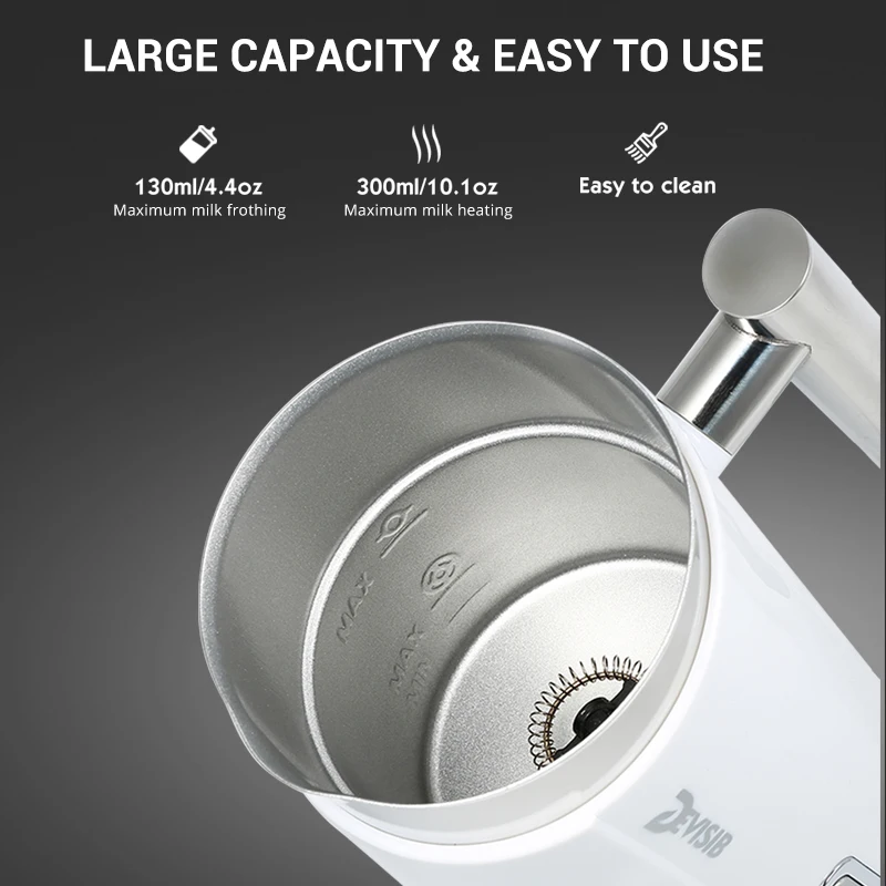 DEVISIB 3 in 1 Espumador de leche eléctrico, 300ml, máquina automática de espuma fría y para café Latte, capuchino, Macchiato, Chocolate
