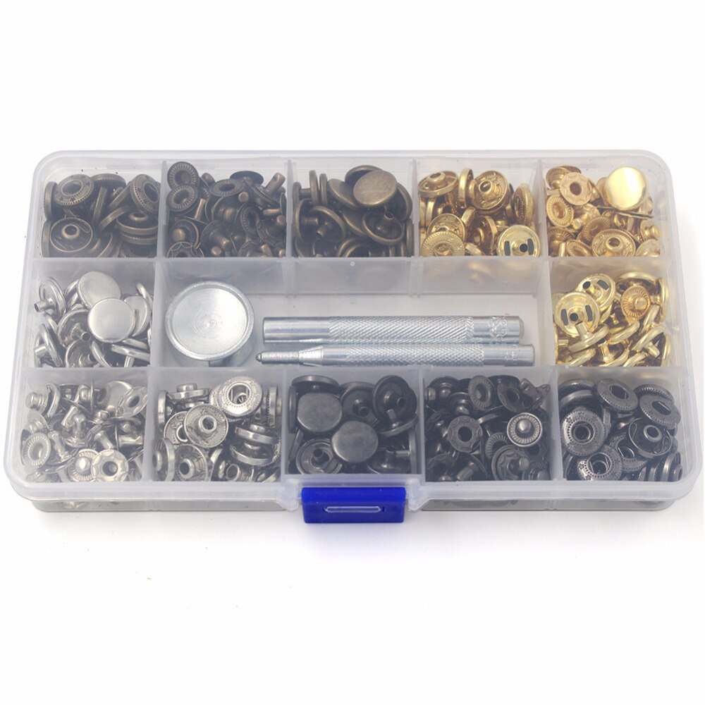 Attaches à pression en cuir, 40-120 pièces 4 couleurs, Kit de boutons en cuir, boutons à pression, outils de fixation, 12.5 Mm de diamètre