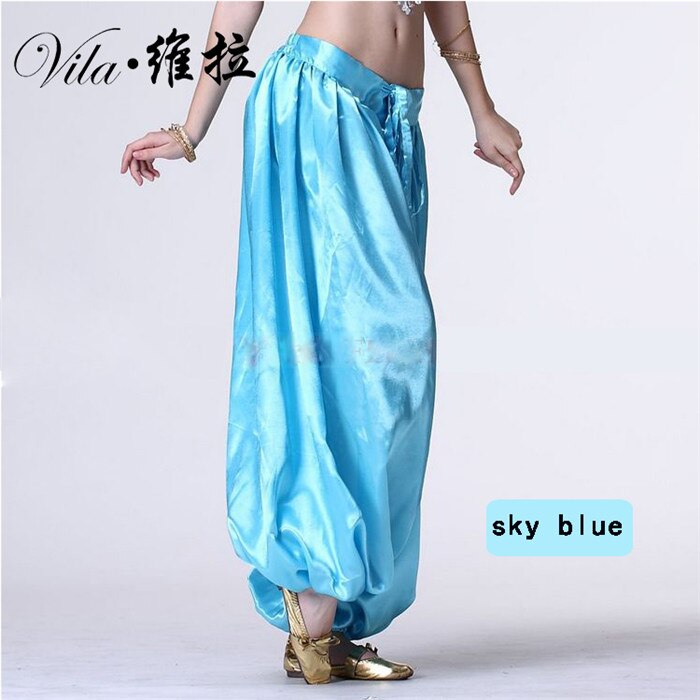 Pantalones de Harem Tribal para danza del vientre, pantalones indios de Bellydance, pantalones de linterna egipcia para Navidad, pantalones sueltos de colores surtidos, 2022: Azul cielo