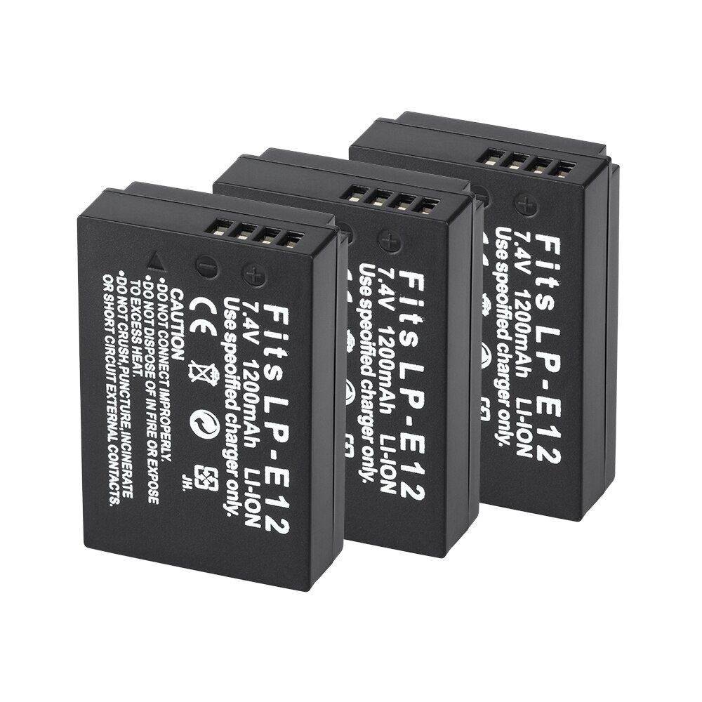 Bateria aparatu LP-E12 LPE12 LP E12 do Canon Rebel SL1 100D pocałunek X7 EOS-M EOS M M2 EOS M10 M50 M100 1200mAh baterii: 3Battery