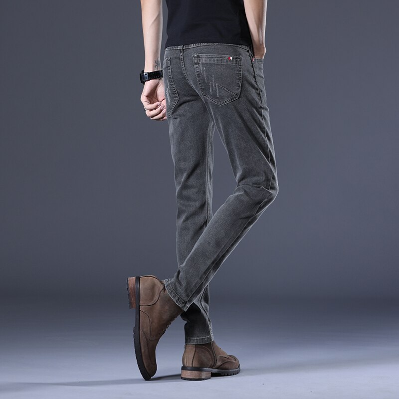 Heren slim jeans straight fit gescheurde jeans distressed grijze kleur den ropa de hombre jeans