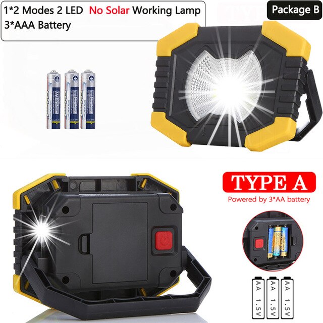 100w ledet arbeidslys 180 grader justerbare lykter med innebygd batteri søkelyset oppladbar til utendørs campinglampe: Pakke b-Nei solenergi