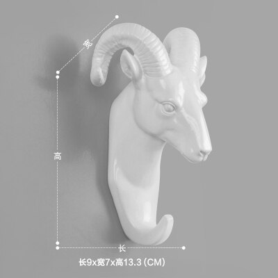 3D dierenkop muur haken Goud Herten muur haak woonaccessoires resin coat hook pared Haken voor badkamer: white goat