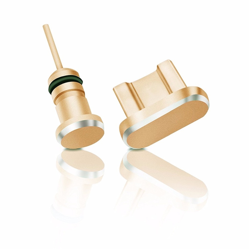 2PCS/Set Metal Charging Port + Earphone Port Dust Plug Replacement for Android Mobile Phone 3.5mm Headset Stopper
