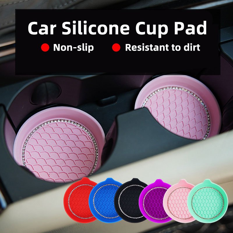 2/4 Stuks Auto Bekerhouder Coaster Siliconen Bekerhouder Met Bling Crystal Rhinestone Insert Antislip Bekerhouders stille Cup Pad