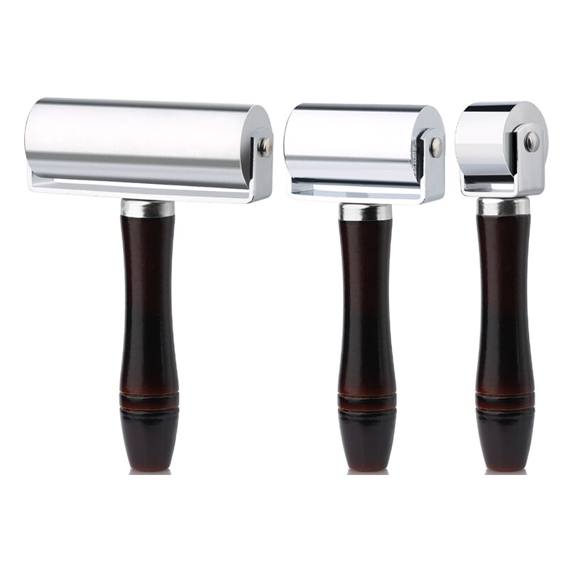 LMDZ Leather Crimping Tool Press Edge Roller Wooden Handle Roller Leather Tool Glue Laminating Tool Smoother Steel Iron Roller