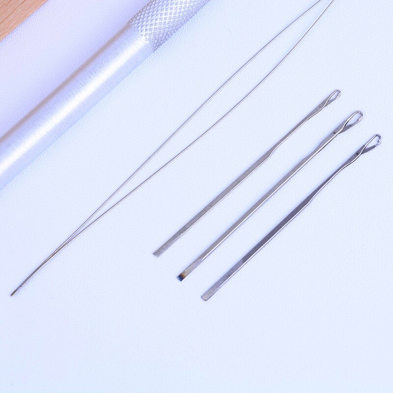 (1 stk +4 stk) hårforlængelseværktøj i rustfrit stål splinthårforlængelse krog trækkeværktøjsnål til blondeparykker