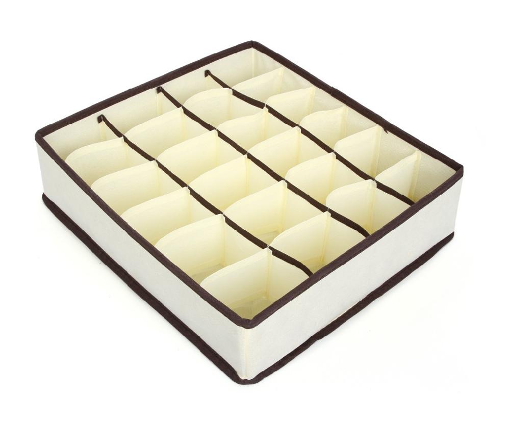 Thuis bh opbergdoos sokken doos bakken ondergoed organizer box opberg organizer stofhoes opbergzak: Beige 24 roosters