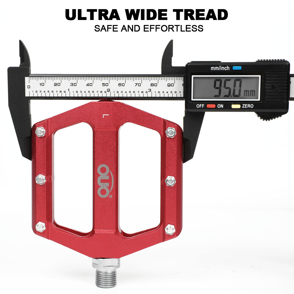 OUO-pedales de aluminio Enduro para bicicleta de montaña, accesorios para bici de carretera, Pedal de plataforma, color negro y rojo
