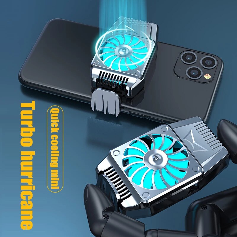 Black Fun Cooler Pro Portable Adjustable Liquid Game Phone Fan Cooler For Xiaomi Huawei IPhone 12 Samsung Android IOS SmartPhone