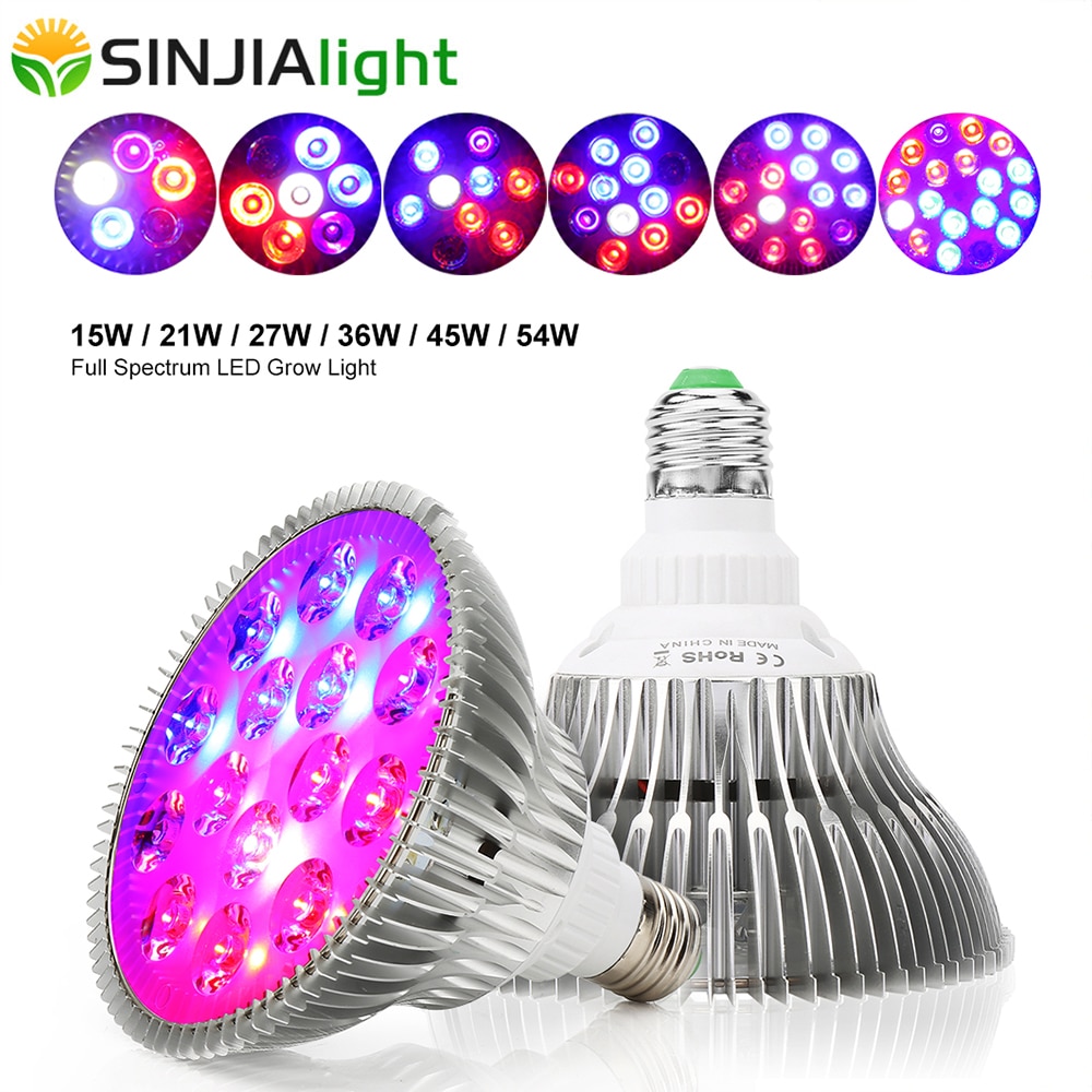 6W 15W 21W 27W 36W 45W 54W LED Grow Light Full Spectrum Phyto Lamp LED Bulbs For Plants Garden Flowers Seeds Growth Grow Box E27