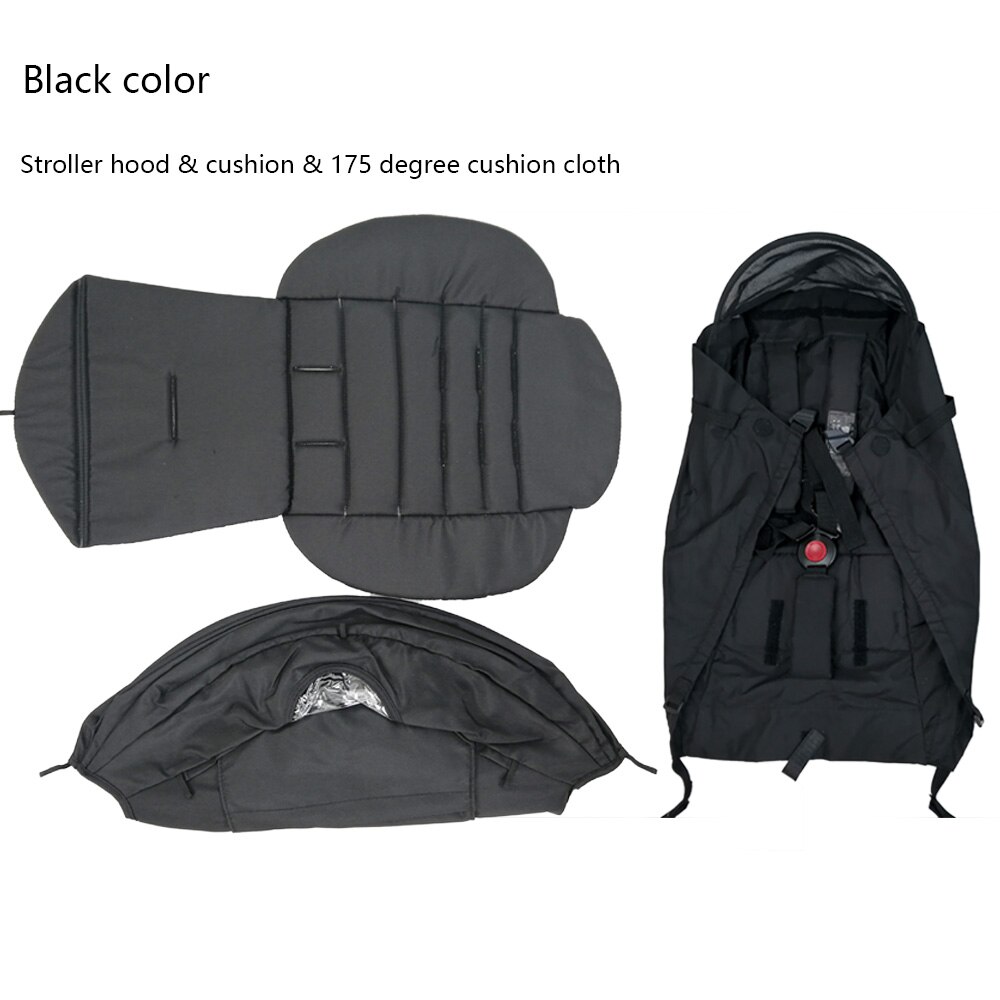 3Pcs/set Stroller Cover And Cushion Oxfords Back Zipper Pocket Baby Stroller Accessories For Babyzen yoyo Yoya Babytime Stroller: Black