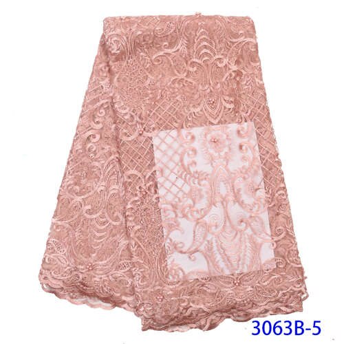 Embroidered Nigerian Lace Fabric Cotton African Lace Fabric French Lace Fabric Wedding Party Dress YA3063B-1: Picture 5