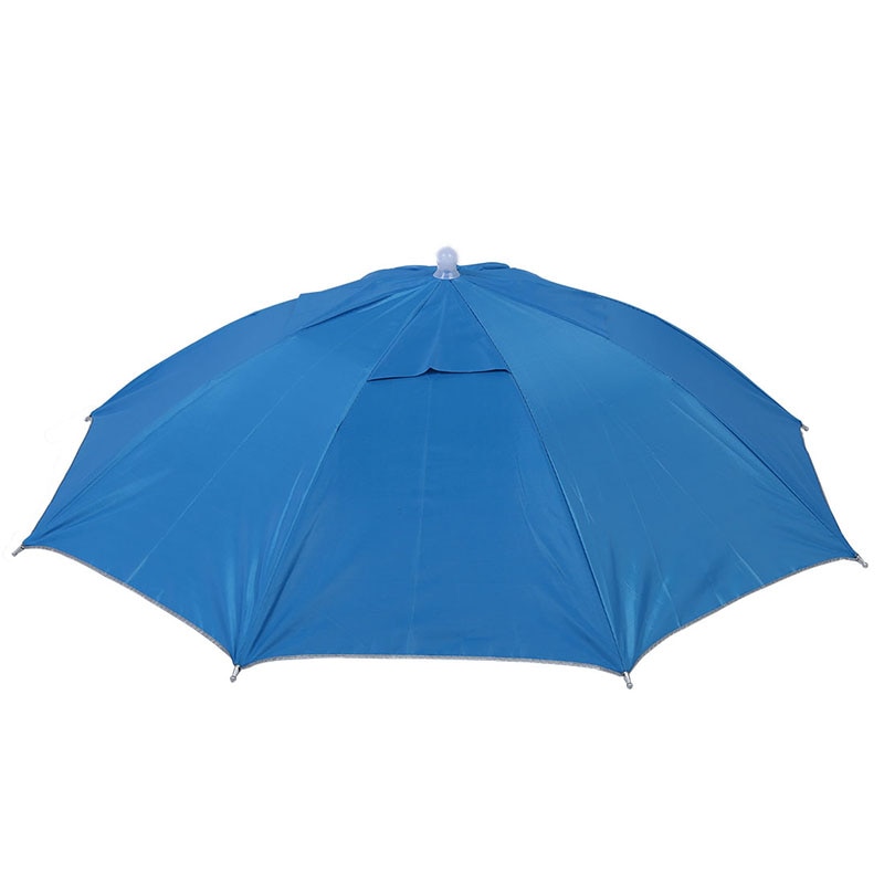 Sky Blue Opvouwbare Paraplu Hoed Met Verstelbare Hoofdband