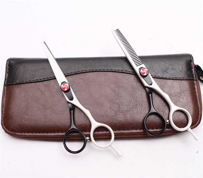 5.5 "16 cm gravure Logo blanc coupe ciseaux éclaircissement ciseaux cheveux humains ensemble coiffure fournitures C1018: C1018 Bai D 5.5YY