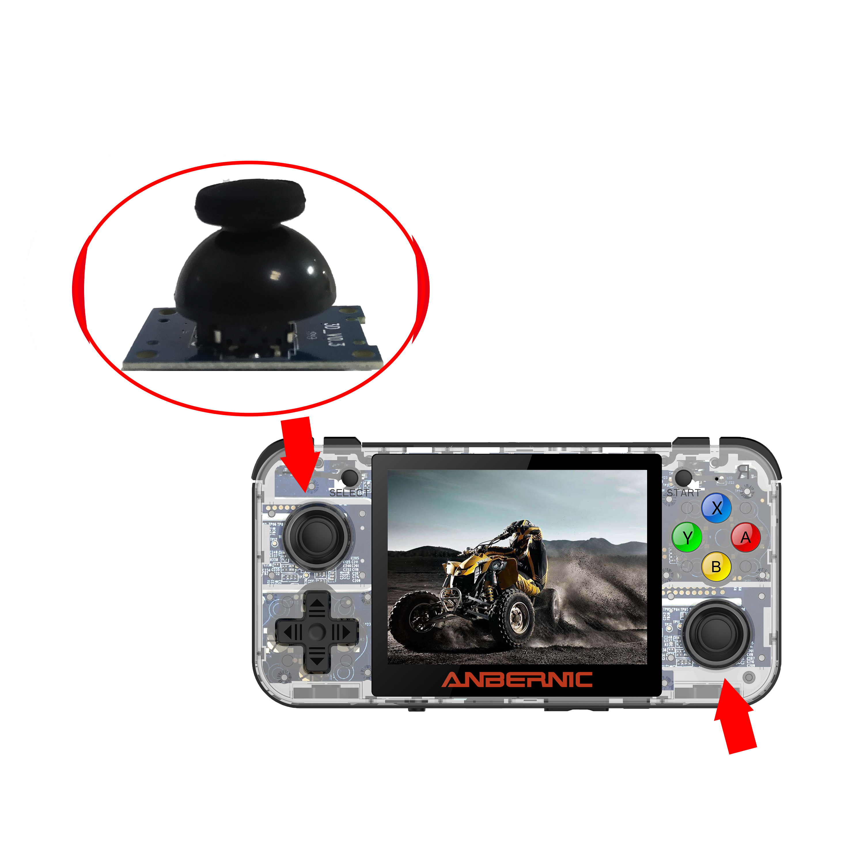 RG350 Joysticks Replacement Stick Accessories 3D Analog Joysticks Replacement for Game Console Thumb Stick Button