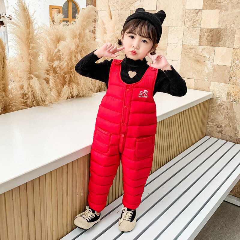 Shriymariy salopette d'hiver en coton pour enfants, pantalon chaud imperméable pour filles, ensemble de vêtements pour enfants, combinaison de neige pour bébé garçon 1-5y: Rouge / 3t