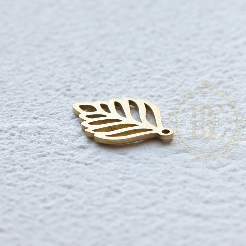 Abalorio de hoja de latón macizo-15x11mm (4619C): Marrón