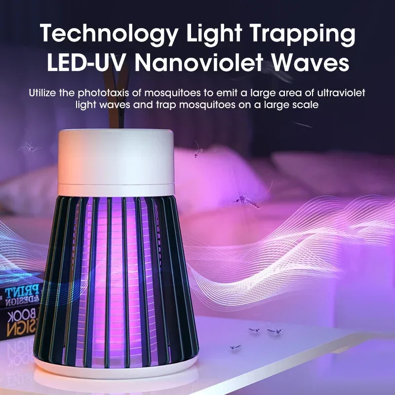 Lámpara antimosquitos de descarga eléctrica, Exterminador de insectos impermeable dos en uno para dormitorio, uso al aire libre, Mata polillas, avispas, más, 1 unidad