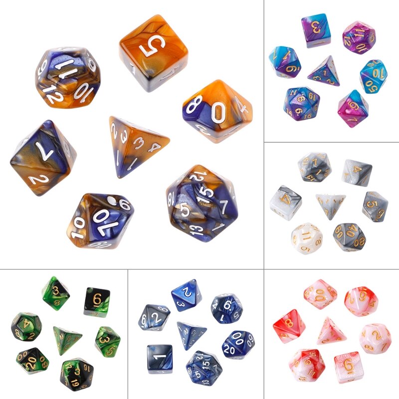 Spedizione gratuita 7 pz/set acrilico poliedrico dadi per TRPG gioco da tavolo D4-D20 ma28 21 all&#39;ingrosso