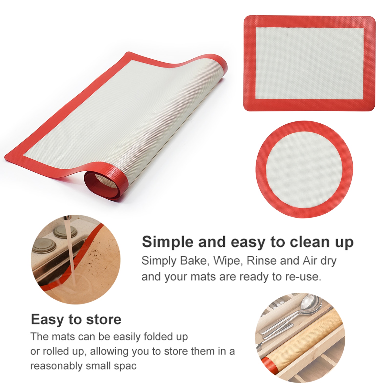 Silikon Backen Matten Schneidebrett rollen Matten Kneten Dougn Pad Für Backen Kuchen Gebäck Cookie Pizza Makronen Brot