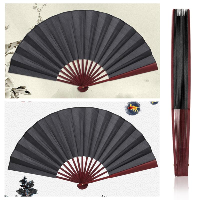 60 cm x 33 cm fan Mannen Vouwen Bamboe Leeg zwart Fan Bruiloft Hand Fans Collectie