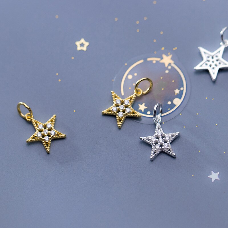 Uqbing wunderschöner zirkonia-hohlstern mit 925 sterlingsilber-Reize für halsketten und armbänder – schmuckherstellung