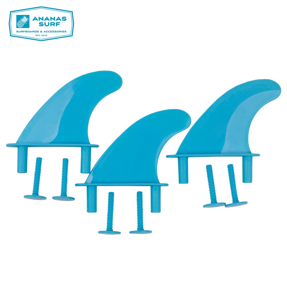 Surfboard softboard fins 3Pcs soft top Fins + replacement Soft Top 6 bolts screw surf school fins: Blue