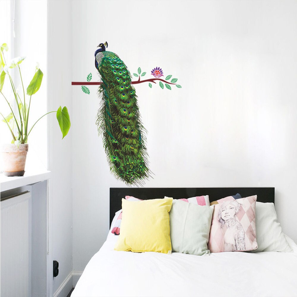 room decoration 3D Stickers DIY Home Peacock Removable Decor Environmentally Mural Wall Stickers Decal наклейки на стену