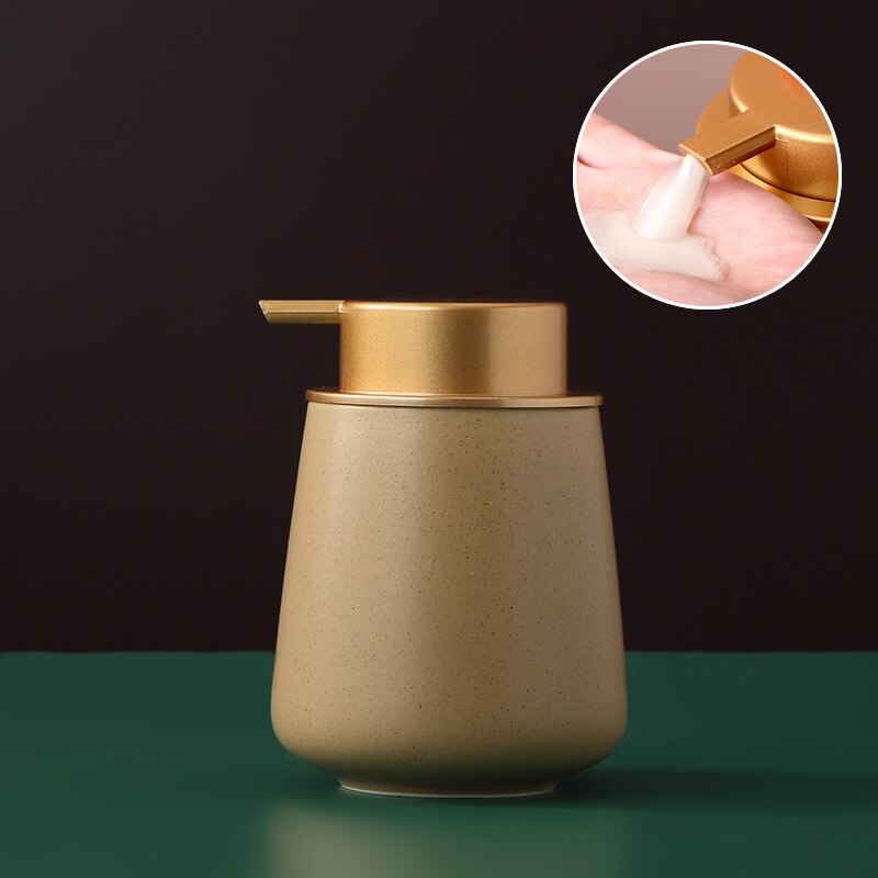 Ceramic Liquid Soap Dispenser Bottles Shower Gel Shampoo Bottle Hand Sanitzer Dispenser Bathroom Accessories Set: Brown-C