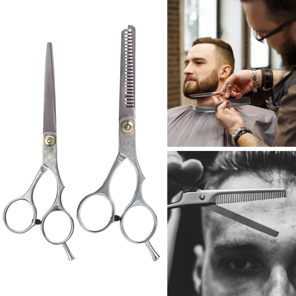 2 Stuks Professionele Haar Snijden Dunner Schaar Verwijderbare Vinger Rust Scharen Kapper Set Kappers Gereedschap