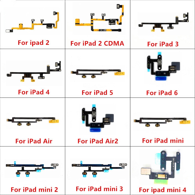 Stumm Schalter Volumen Power-Taste AUF OFF Band Schlüssel Flex Kabel Replacment Reparatur Teile für iPad Air mini 2 3 4 5