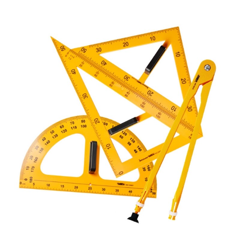 Multifunction Teaching Ruler Set Triangle Compasses Protractor Measurement Ruler