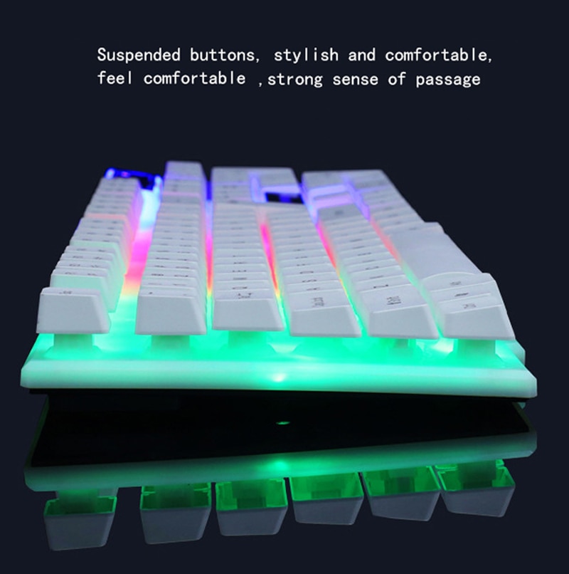Rainbow Colorful LED Backlit Wired Keyboard Mouse Set Gaming Keyboard Gamer Mouse tripod Keyboard Home Office PC Laptop