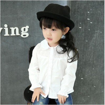 Mädchen Bluse Frühling Weiße Spitze Baumwolle Mädchen Shirt 2 4 6 8 10 Jahre Kinder Mädchen Volle Hülse Bluse kinder Baby Kleidung