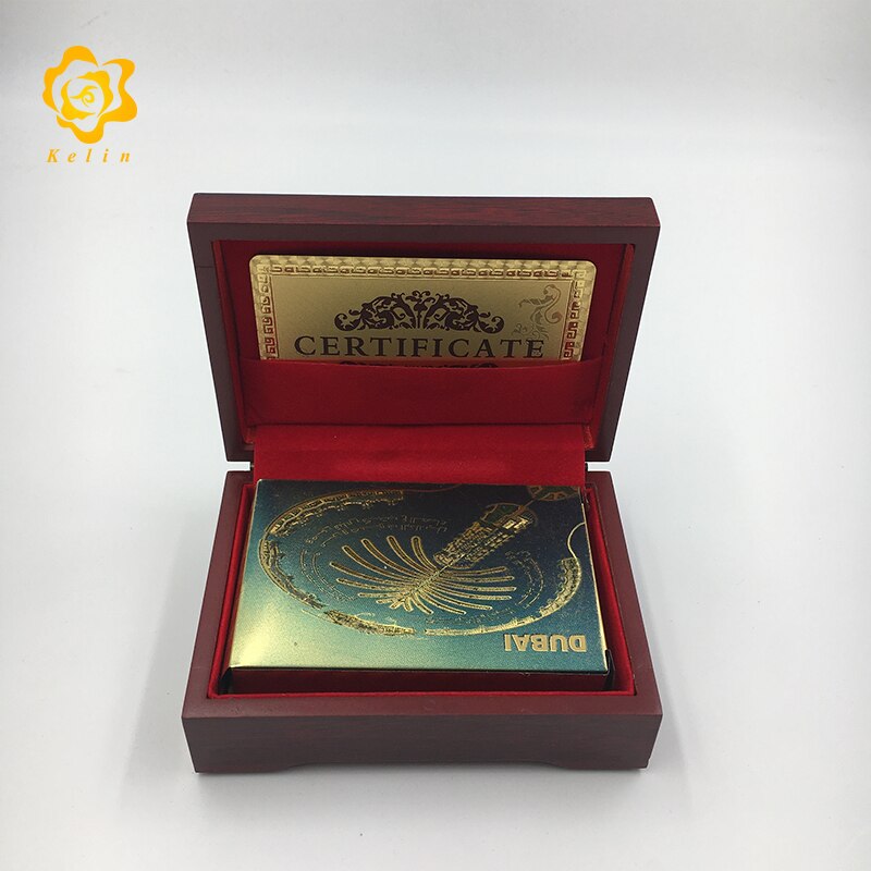 Factory Price 24K 999.9 gold playing cards Dubai scenery Jebel Ali Port For Dubai Souvenir and collection