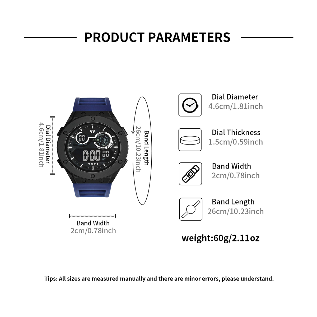 TOMI-reloj Digital luminoso LED para hombre, minimalista, resistente al agua hasta 30M, deportivo, con fecha, electrónico para estudiantes