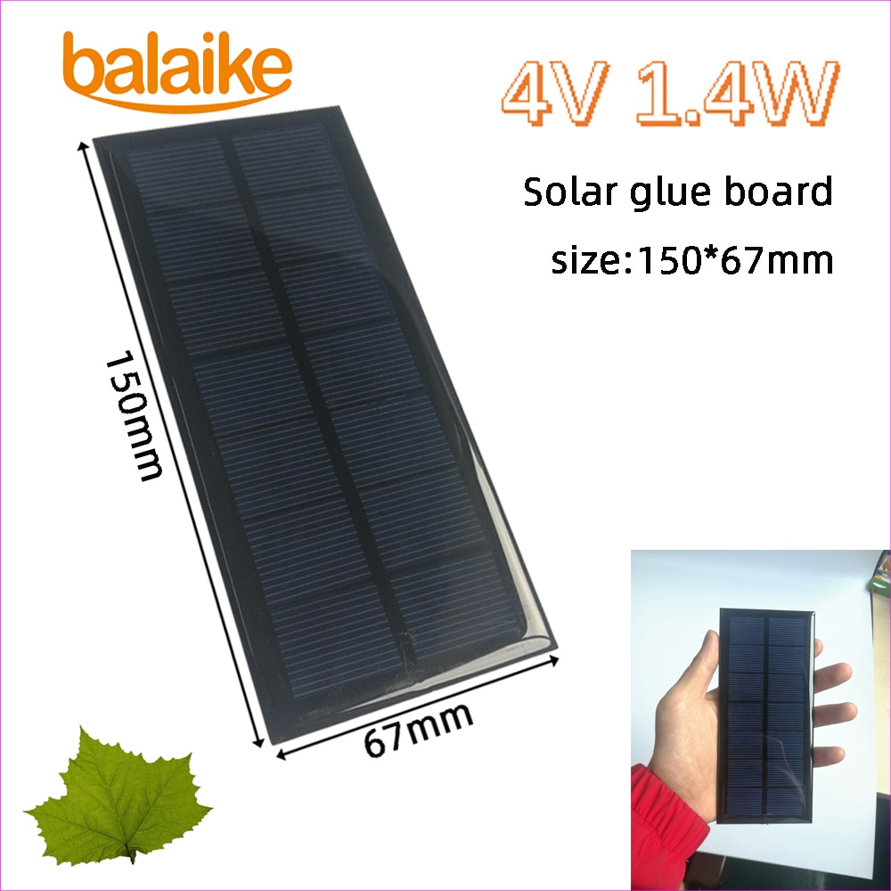 Solar Panel 0.2W 1W 1.2W 1.38W 1.4W 1.5W 1.8W Solar System For DIY Battery Cell Phone Chargers DIY toy LED light 5V 5.5V 6V 12V: 4V 1.4W