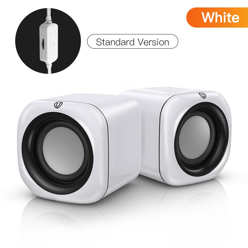 Computer Speaker Mini USB Protable Speakers 4D Stereo Bass Sound Subwoofer Music Player for PC Laptop Multimedia Loudspeaker: white