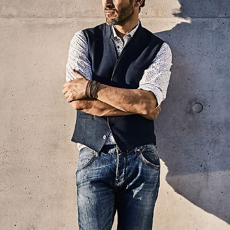 européen américain hommes col en v à la Premium affaires costume gilet simple boutonnage hommes gilet veste