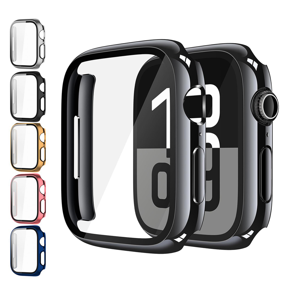 Screen Protector Voor Apple Horloge Case Serie 10 9 SE 8 7 6 5 4 46mm 42mm 45mm 44mm 40 41mm PC Bumper + Gehard Glas iWatch Cover