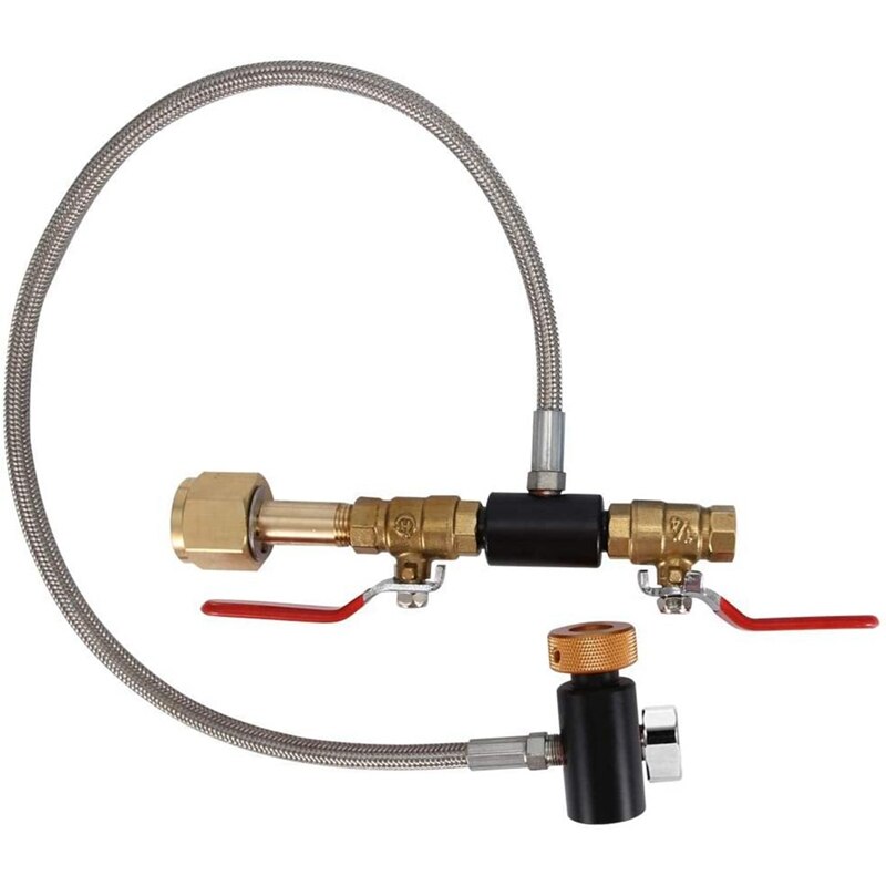 G1/2 co2 sylinder påfyllingsadapter, rustfritt stål flaskekoblingssett tank soda maker tilbehør (24 tommer med måler)