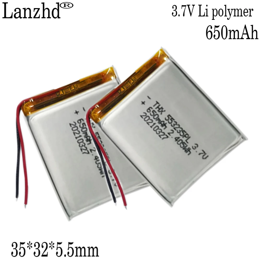 1-10pcs li polymer batteries 3.85V 553233 soft package for cards speakers TWS charging containers MP3