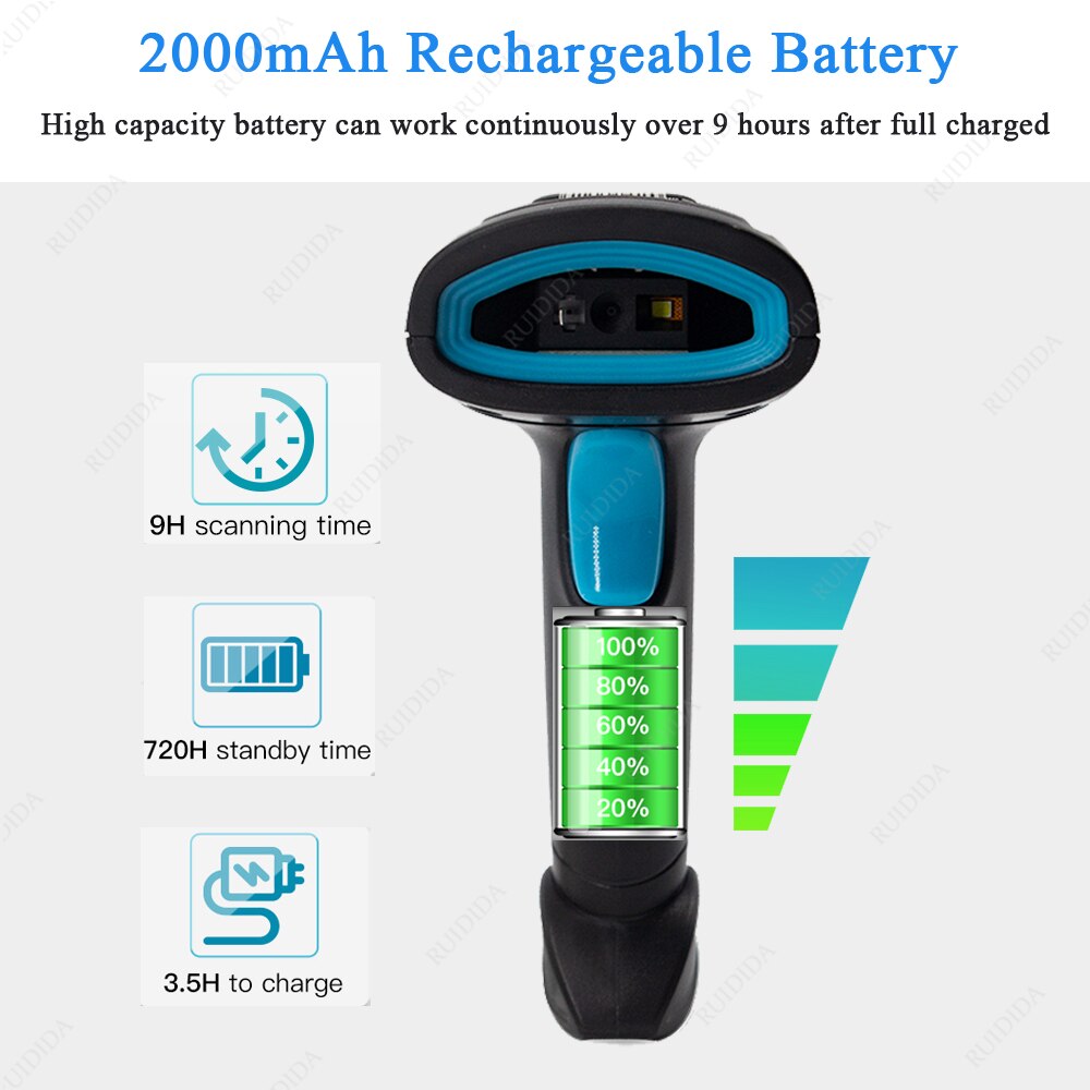 2d Scanner Draadloze Bar Code Reader Scanner Qr Code Bar Scanner Bluetooth Barcod Scanner Handheld Draadloze Barcode Reader PDF417