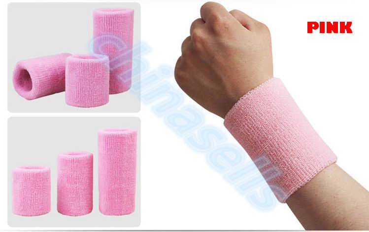 50pcs Sports Sweatband Cotton 8*8cm Terry Cloth Wrist Sweat Bands Tennis Fitness Basketball Wristband Wrist Support Protector: Pink