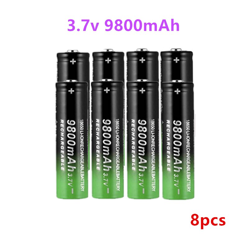 18650 Battery 9800mAh 3.7V 18650 Li-ion batteries Rechargeable Battery For Flashlight Torch +: 8PCS