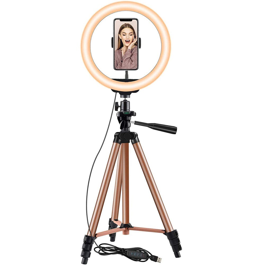 Ring Light 16Cm With Tripod Stand Cell Phone Holder USB 3 Modes LED Light: Default Title