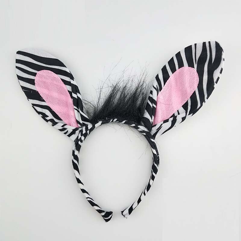 Fest børn voksen tegneserie zebra øre pandebånd hale slips fødselsdag dyr cosplay hårbånd plys halloween fødselsdag