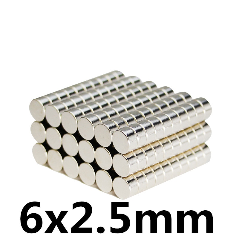 50pcs 6x2.5mm N35 Sterke Neodymium Magneet 6x2.5 Ronde Zeldzame Aarde Permanet Magneten 6 * 2.5mm Verpakking Magneet Koelkast Magneet